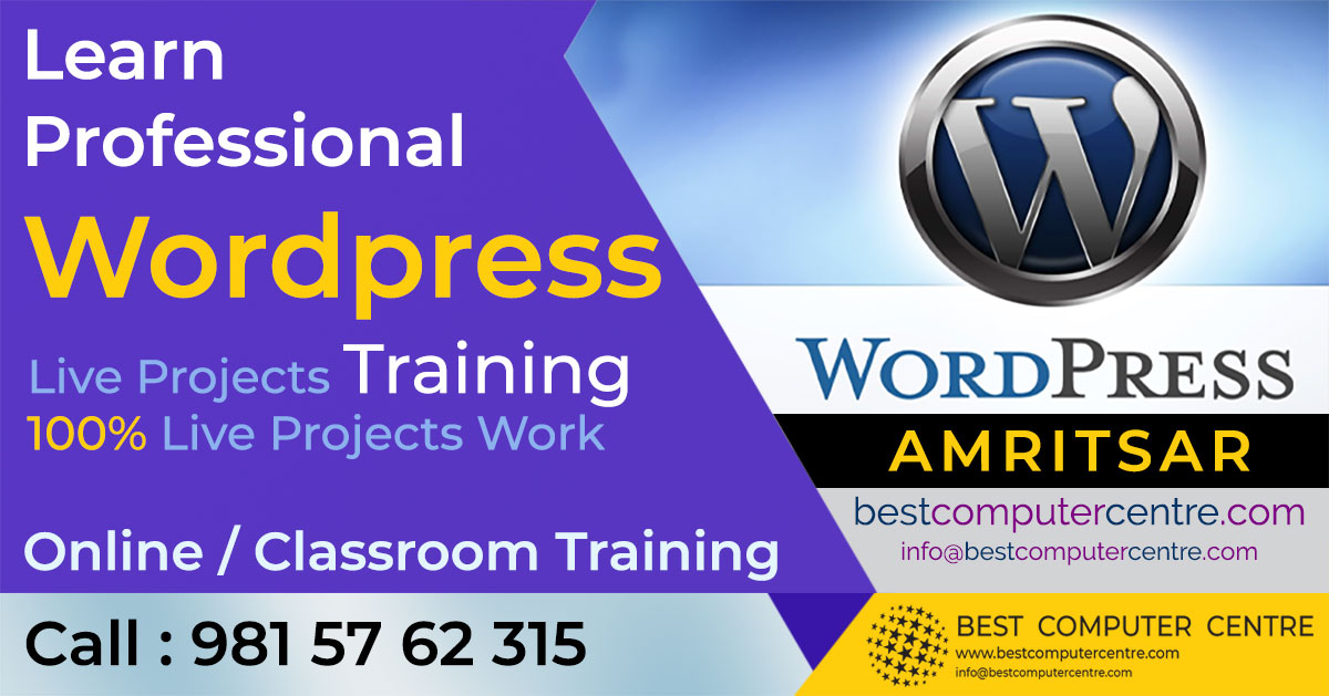 Best Wordpress Training Amritsar | Live Projects | 'Best Computer Centre'